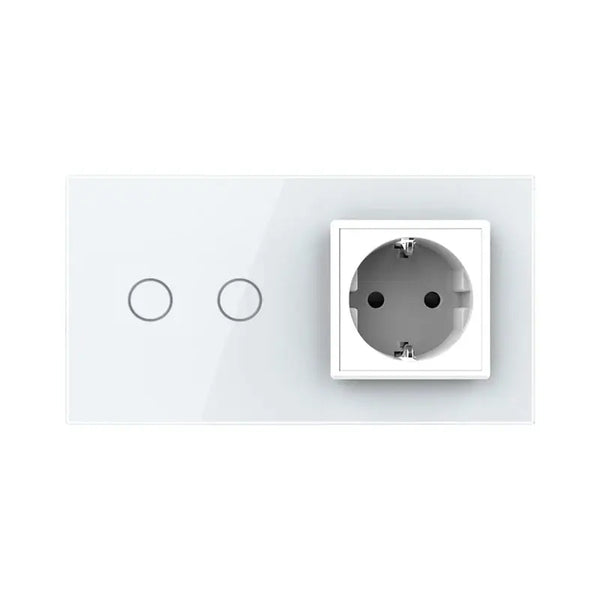 Livolo | Wit | 2+SR | Aan/Uit | Wisselschakelaar tweevoudig met wandcontactdoos Livolo Nederland B.V.