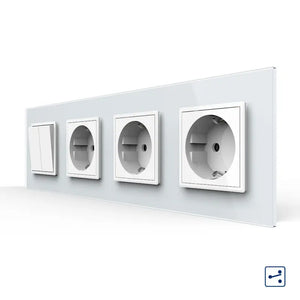 Livolo | Wit | 2+SR+SR+SR | Aan/Uit | Wissel | Wipschakelaar met drie wandcontactdozen Livolo Nederland B.V.