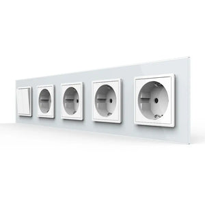 Livolo | Wit | 2+SR+SR+SR+SR | Aan/Uit | Wipschakelaar met vier wandcontactdozen Livolo Nederland B.V.