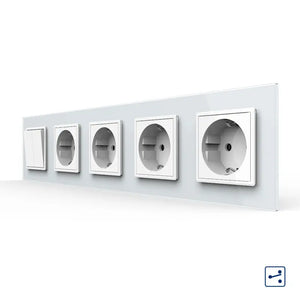 Livolo | Wit | 2+SR+SR+SR+SR | Aan/Uit | Wissel | Wipschakelaar met vier wandcontactdozen Livolo Nederland B.V.