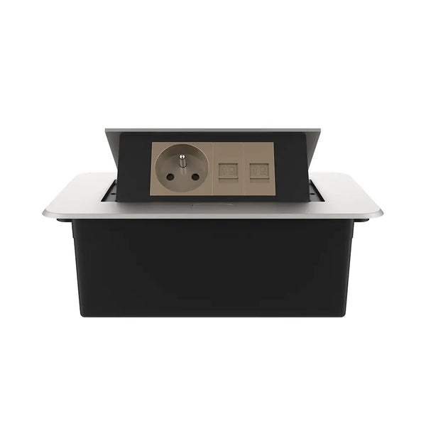 Livolo | Zilver | 2 | Pop-Up Stekkerdoos | Push | Inbouw | France | Stopcontact + Dubbel Netwerk - Goud Livolo Nederland