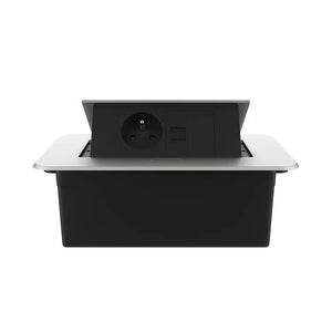 Livolo | Zilver | 2 | Pop-Up Stekkerdoos | Push | Inbouw | France | Stopcontact + Netwerk Cat.6 met Blindplaat - Zwart Livolo Nederland B.V.