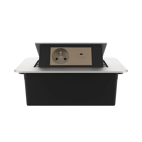 Livolo | Zilver | 2 | Pop-Up Stekkerdoos | Push | Inbouw | France | Stopcontact + USB-C - Goud Livolo Nederland