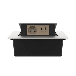 Livolo | Zilver | 2 | Pop-Up Stekkerdoos | Push | Inbouw | France | Stopcontact + USB/USB-C - Goud Livolo Nederland B.V.