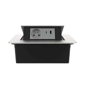 Livolo | Zilver | 2 | Pop-Up Stekkerdoos | Push | Inbouw | France | Stopcontact + USB/USB-C - Grijs Livolo Nederland B.V.