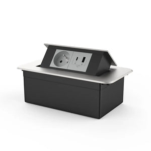 Livolo | Zilver | 2 | Pop-Up Stekkerdoos | Push | Inbouw | France | Stopcontact + USB/USB-C - Grijs Livolo Nederland B.V.