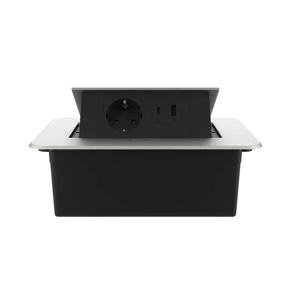 Livolo | Zilver | 2 | Pop-Up Stekkerdoos | Push | Inbouw | Stopcontact + USB/USB-C - Zwart Livolo Nederland B.V.