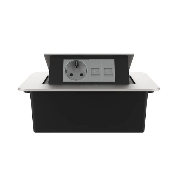 Livolo | Zilver | 2 | Pop-Up Stekkerdoos | Push | Inbouw | Stopcontact + Netwerk Cat.6 met Netwerk Cat.6 - Grijs Livolo Nederland B.V.