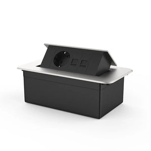 Livolo | Zilver | 2 | Pop-Up Stekkerdoos | Push | Inbouw | Stopcontact + Netwerk Cat.6 met Netwerk Cat.6 - Zwart Livolo Nederland B.V.