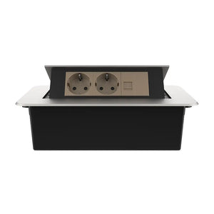 Livolo | Zilver | 3 | Pop-Up Stekkerdoos | Push | Inbouw | Dubbel Stopcontact + Netwerk Cat.6 met Blindplaat - Goud Livolo Nederland B.V.