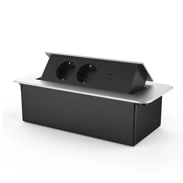 Livolo | Zilver | 3 | Pop-Up Stekkerdoos | Push | Inbouw | Dubbel Stopcontact + USB-C Oplader - Zwart Livolo Nederland B.V.