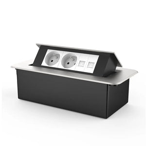 Livolo | Zilver | 3 | Pop-Up Stekkerdoos | Push | Inbouw | France | Dubbel Stopcontact + Dubbel Netwerk Cat.6 - Wit Livolo Nederland B.V.