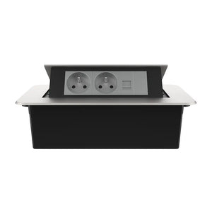 Livolo | Zilver | 3 | Pop-Up Stekkerdoos | Push | Inbouw | France | Dubbel Stopcontact + Netwerk Cat.6 met Blindplaat - Grijs Livolo Nederland B.V.