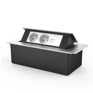 Livolo | Zilver | 3 | Pop-Up Stekkerdoos | Push | Inbouw | France | Dubbel Stopcontact + Netwerk Cat.6 met Blindplaat - Wit Livolo Nederland B.V.