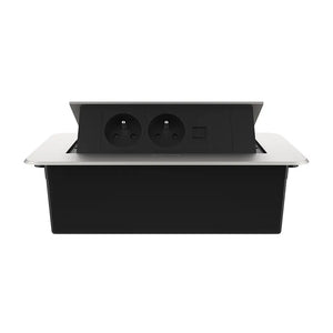 Livolo | Zilver | 3 | Pop-Up Stekkerdoos | Push | Inbouw | France | Dubbel Stopcontact + Netwerk Cat.6 met Blindplaat - Zwart Livolo Nederland B.V.