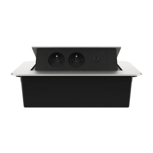 Livolo | Zilver | 3 | Pop-Up Stekkerdoos | Push | Inbouw | France | Dubbel Stopcontact + USB-C Oplader - Zwart Livolo Nederland B.V.