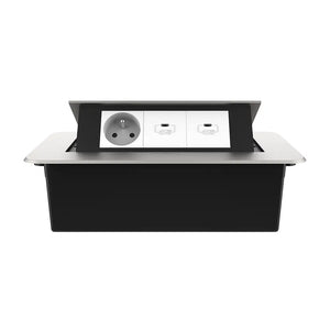 Livolo | Zilver | 3 | Pop-Up Stekkerdoos | Push | Inbouw | France | Stopcontact + Dubbele USB-C Oplader - Wit Livolo Nederland B.V.