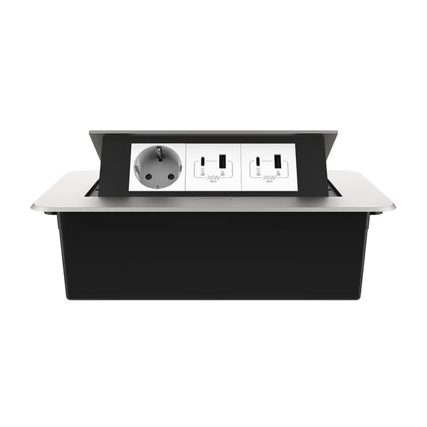 Livolo | Zilver | 3 | Pop-Up stekkerdoos | Push | Inbouw | Stopcontact - Dubbele USB & USB-C - Wit Livolo Nederland B.V.