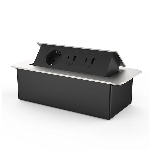 Livolo | Zilver | 3 | Pop-Up stekkerdoos | Push | Inbouw | Stopcontact - Dubbele USB & USB-C - Zwart Livolo Nederland B.V.