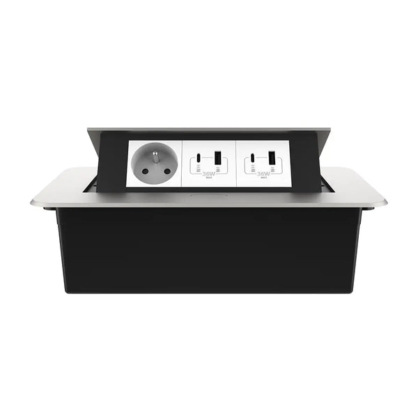 Livolo | Zilver | 3 | Pop-Up stekkerdoos | Push | Inbouw | France | Dubbele USB & USB-C + Stopcontact - Wit Livolo Nederland