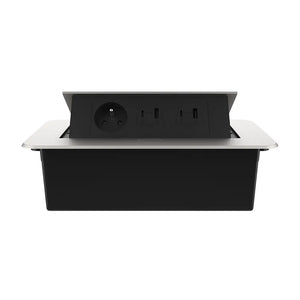 Livolo | Zilver | 3 | Pop-Up stekkerdoos | Push | Inbouw | France | Dubbele USB/USB-C + Stopcontact - Zwart Livolo Nederland B.V.