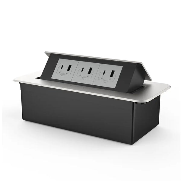 Livolo | Zilver | 3 | Pop-Up stekkerdoos | Push | Inbouw | USB & USB-C - Grijs Livolo Nederland B.V.
