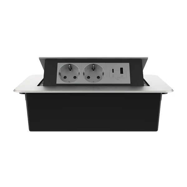 Livolo | Zilver | 3 | Pop-Up stekkerdoos | Push | Inbouw | USB & USB-C + Stopcontacten - Grijs Livolo Nederland B.V.