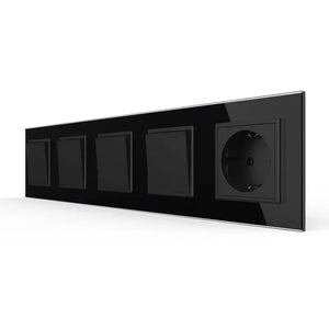 Livolo | Zwart | 1+1+1+1+SR | Aan/Uit | Wipschakelaar met wandcontactdoos Livolo Nederland B.V.