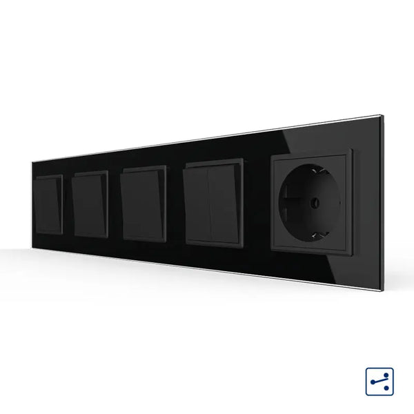 Livolo | Zwart | 1+1+1+2+SR | Aan/Uit | Wissel | Wipschakelaar met wandcontactdoos Livolo Nederland B.V.