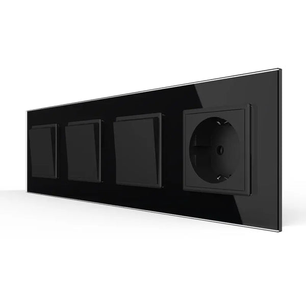 Livolo | Zwart | 1+1+1+SR | Aan/Uit | Wipschakelaar met wandcontactdoos Livolo Nederland B.V.