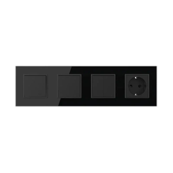 Livolo | Zwart | 1+1+2+SR | Aan/Uit | Wipschakelaar met wandcontactdoos Livolo Nederland B.V.