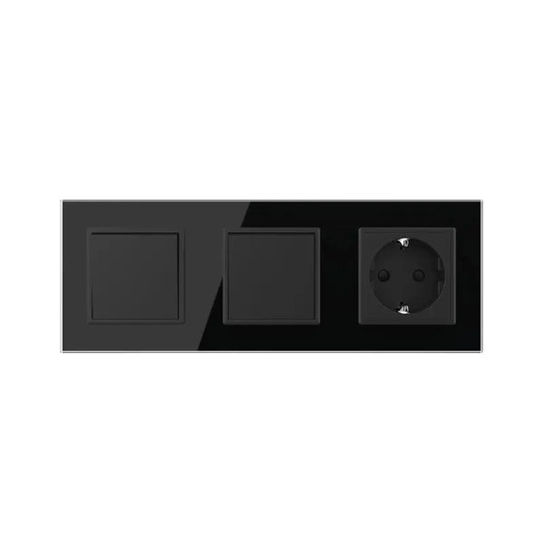 Livolo | Zwart | 1+1+SR | Aan/Uit | Wipschakelaar met wandcontactdoos Livolo Nederland B.V.