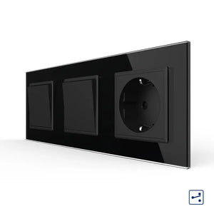 Livolo | Zwart | 1+1+SR | Aan/Uit | Wissel | Wipschakelaar met wandcontactdoos Livolo Nederland B.V.