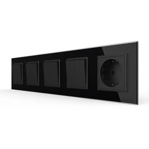 Livolo | Zwart | 1+2+2+2+SR | Aan/Uit | Wipschakelaar met wandcontactdoos Livolo Nederland B.V.