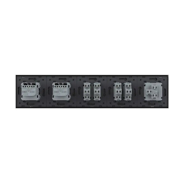 Livolo | Zwart | 1+2+2+SR+SR | Aan/Uit | Wipschakelaar met dubbele wandcontactdoos Livolo Nederland B.V.