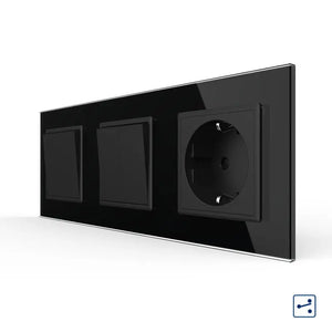 Livolo | Zwart | 1+2+SR | Aan/Uit | Wissel | Wipschakelaar met wandcontactdoos Livolo Nederland B.V.