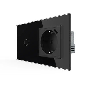 Livolo | Zwart | 1+SR | Aan/Uit | Schakelaar met wandcontactdoos + USB-C Oplader Livolo Nederland B.V.