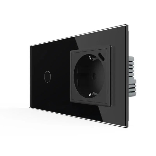 Livolo | Zwart | 1+SR | Aan/Uit | Schakelaar met wandcontactdoos + USB-C Oplader Livolo Nederland B.V.