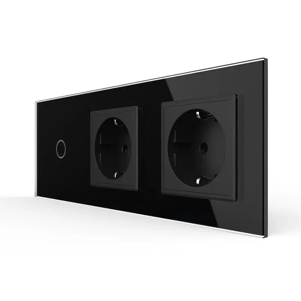 Livolo | Zwart | 1+SR+SR | Dimmer | Schakelaar met dubbele wandcontactdoos Livolo Nederland B.V.