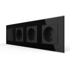 Livolo | Zwart | 1+SR+SR+SR | Aan/Uit | Wipschakelaar met drie wandcontactdozen Livolo Nederland B.V.