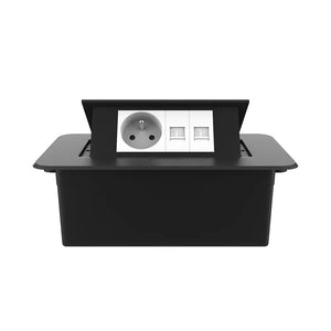 Livolo | Zwart | 2 | Pop-Up Stekkerdoos | Push | Inbouw | France | Stopcontact + Netwerk Cat.6 met Netwerk Cat.6 - Wit Livolo Nederland B.V.