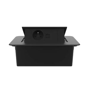 Livolo | Zwart | 2 | Pop-Up Stekkerdoos | Push | Inbouw | France | Stopcontact + Netwerk Cat.6 met Blindplaat - Zwart Livolo Nederland B.V.