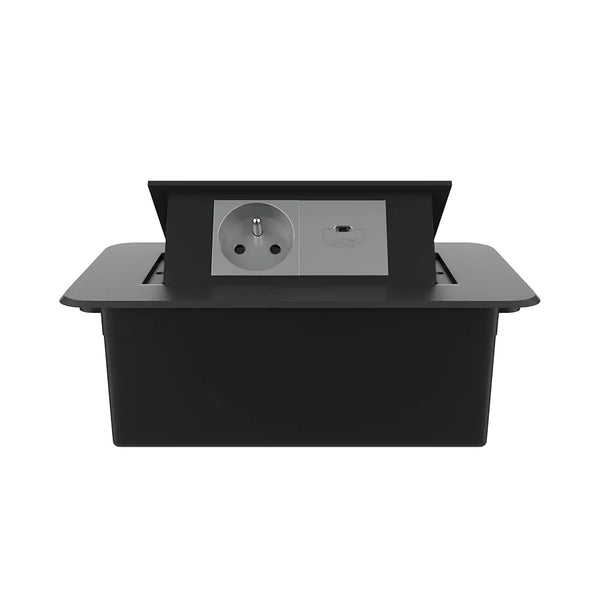 Livolo | Zwart | 2 | Pop-Up Stekkerdoos | Push | Inbouw | France | Stopcontact + USB-C - Grijs Livolo Nederland