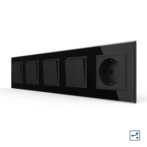 Livolo | Zwart | 2+2+2+2+SR | Aan/Uit | Wissel | Wipschakelaar met wandcontactdoos Livolo Nederland B.V.