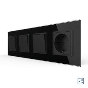 Livolo | Zwart | 2+2+2+SR | Aan/Uit | Wissel | Wipschakelaar met wandcontactdoos Livolo Nederland B.V.