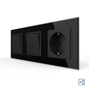 Livolo | Zwart | 2+2+SR | Aan/Uit | Wissel | Wipschakelaar met wandcontactdoos Livolo Nederland B.V.