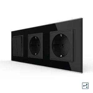 Livolo | Zwart | 2+SR+SR | Aan/Uit | Wissel | Wipschakelaar met dubbele wandcontactdoos Livolo Nederland B.V.