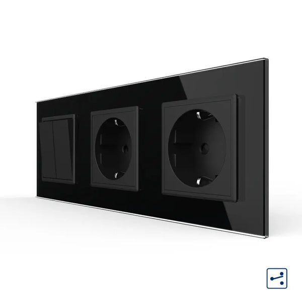 Livolo | Zwart | 2+SR+SR | Aan/Uit | Wissel | Wipschakelaar met dubbele wandcontactdoos Livolo Nederland B.V.