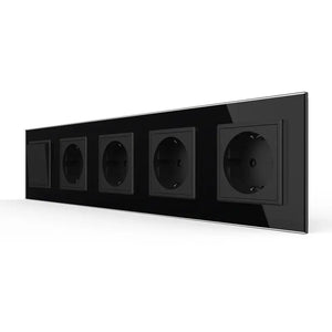 Livolo | Zwart | 2+SR+SR+SR+SR | Aan/Uit | Wipschakelaar met vier wandcontactdozen Livolo Nederland B.V.