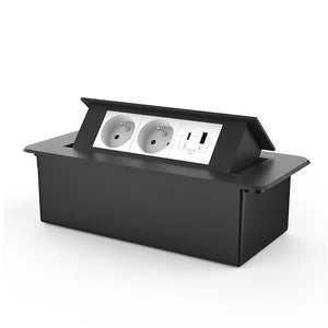 Livolo | Zwart | 3 | Pop-Up Stekkerdoos | Push | Inbouw | France | Dubbel Stopcontact + USB/USB-C Oplader - Wit Livolo Nederland B.V.